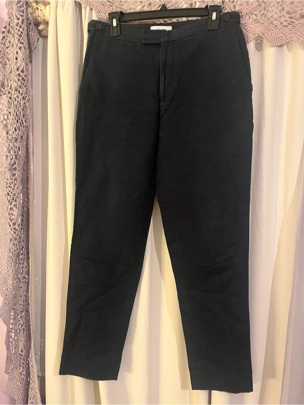 Reiss Cotton Trousers Black Size 30